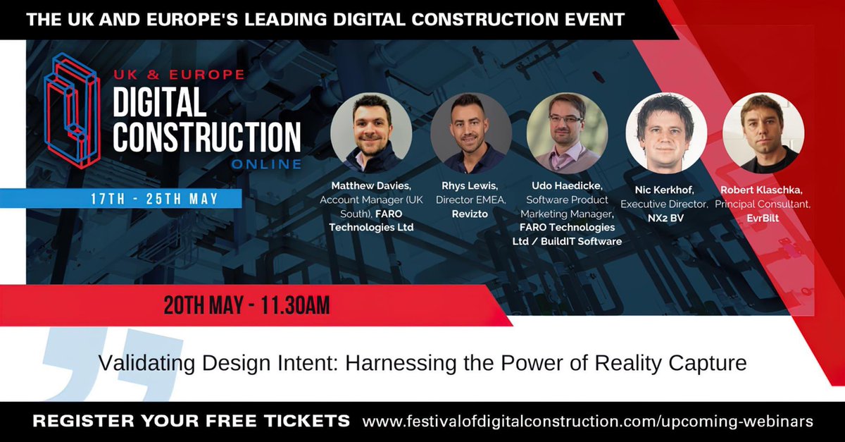 The UK &amp; Europe’s Leading Digital Construction Event
Donderdag 20 mei om 11u30 (London time) kan u zich gratis registreren voor het event: Harnessing the Power of Reality Capture.
Registreer u gratis via onderstaande link:

festivalofdigitalconstruction.com/upcoming-webin…

#NX2 #DigitalConstructionOnline