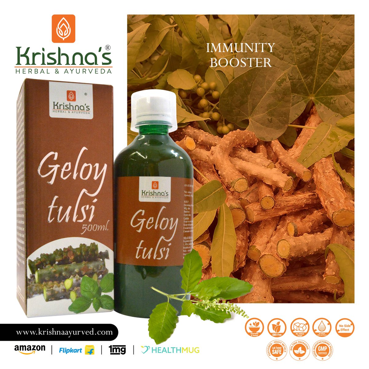 HerbalKrishna's tweet photo. Now kick start your day with Giloy Tulsi juice to boost up your immune system. Grab the bottle now from Krishna Ayurved.
#krishnaayurveda #ayurvedalifestyle #healthy #herbal #natural #organic #naturalherbs #herbs #strongsystem #giloytulsi #juice https://t.co/4RwjMgpNAD