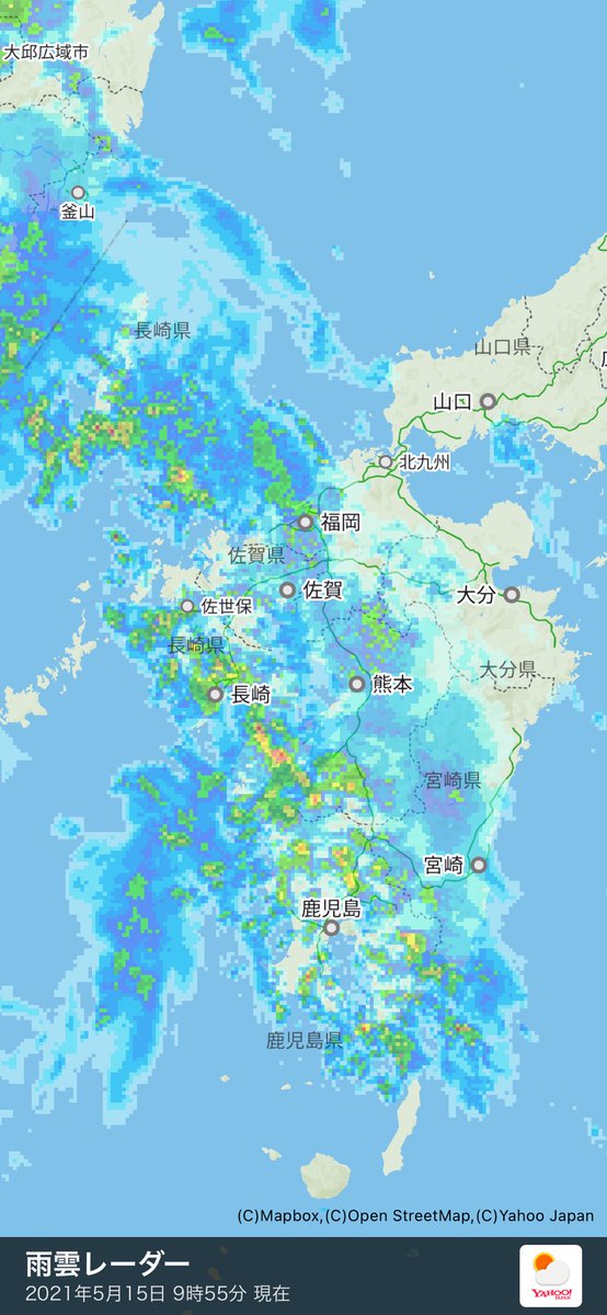 雨雲 レーダー 福岡 市