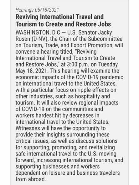 A hearing on reviving International Travel @SenJackyRosen May 18th. Hopefully something positive comes from it 🤞#LoveIsNotTourism #LiftTheTravelBan #LoveIsEssential