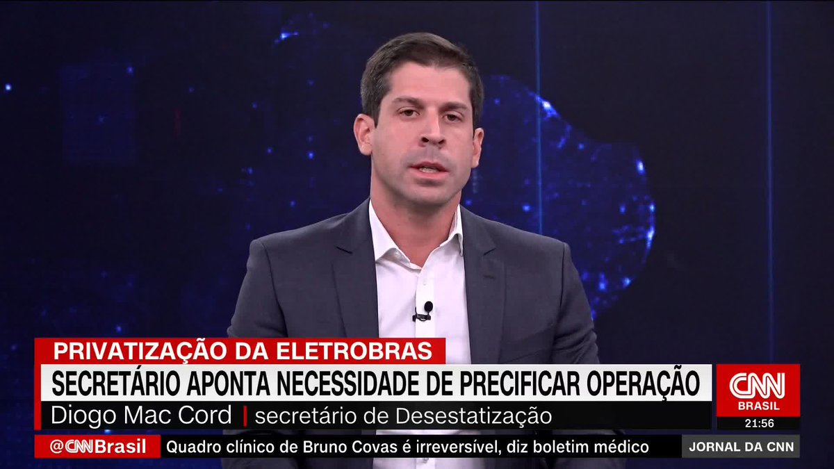 Ambiente político para privatizar a Eletrobras é favorável, diz Diogo Mac Cord, secretário da Desestatização do Ministério da Economia https://t.co/uUCUzUqJ9Q