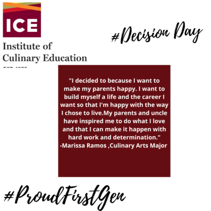 reachhigherihs's tweet photo. Congratulations Marissa Ramos for committing to the institute of culinary education and Marissa will be majoring in Culinary Arts, We are so proud of you! Way to go.
#DecisionDay2021 #soproud https://t.co/SNQX4RwnV0