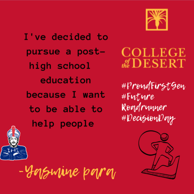reachhigherihs's tweet photo. Congratulations Yasmine Parra for committing to College of the Desert! Congratulations, we are so proud of your hard work and keep following your dreams. #decisionday2021 #codbound https://t.co/uP36LfTb86