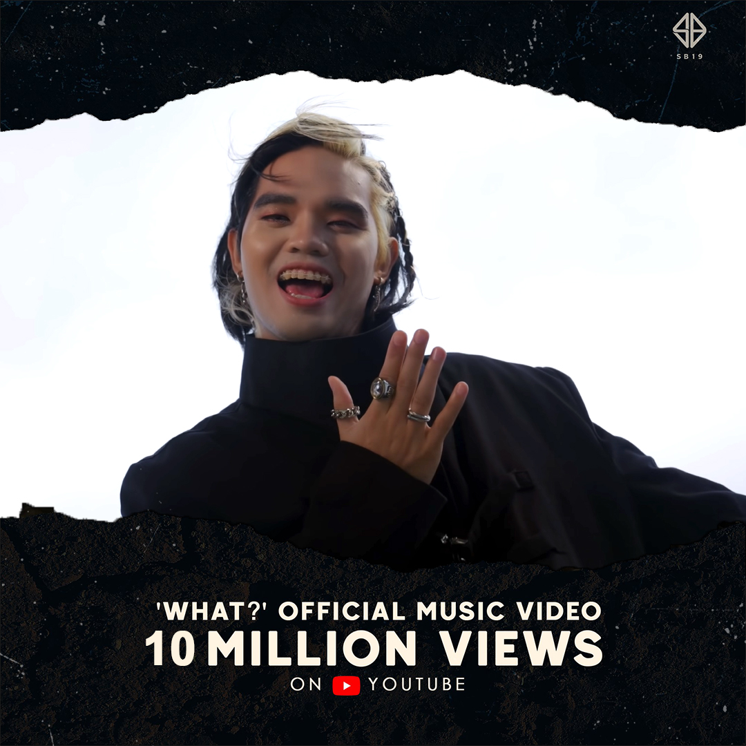 SB19Official's tweet photo. 🎉 #SB19WhatMV10Million

'Di na bala para iangat ang bandera 🎶

#SB19What reaches 10 Million views on YouTube! SAKALAM! 

➡ Watch 'What?' MV: https://t.co/APy8oWwzxh
💿 Listen on Spotify and other digital music platforms!

#BBMAsTopSocial @SB19Official https://t.co/tO8BHRZl27