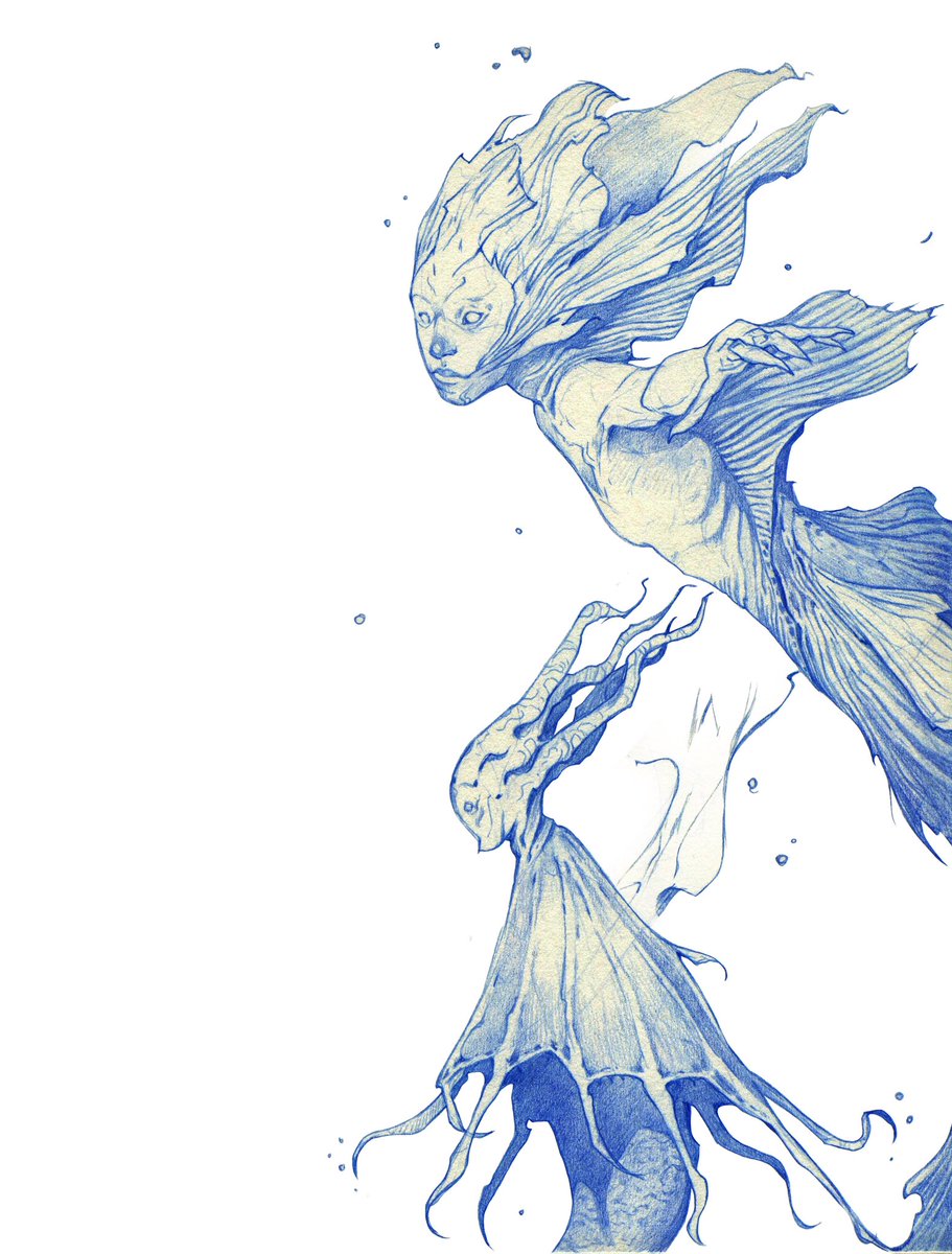 Some more #Mermay sketches! 
#mermaids #mermay2021 #mermaid #seacreatures #creaturedesign #sketch #sketchbook #ariel #littlemermaid #drawing #bluepencil #colerase #prismacolorpencils #prismacolor #conceptart #conceptartists #characterdesigner #characterdesign
