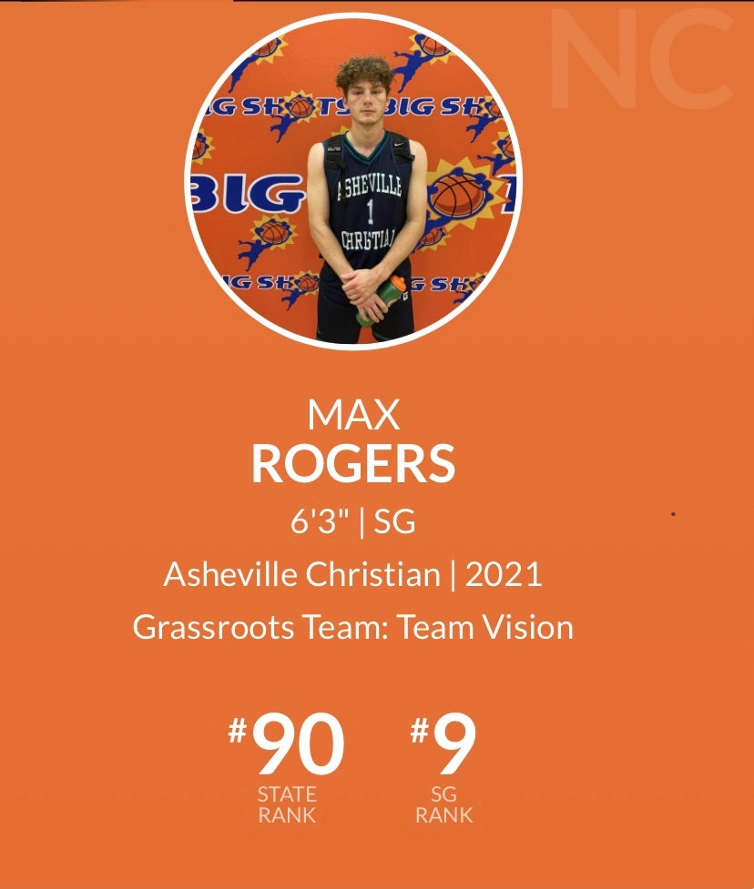 Coaches tune in Sat.May 15, 2021. 5 & 8 PM BIG SHOTS ATLANTIC COAST MAY MADNESS AT GREENSBORO COLISEUM. Max Rogers playing with BIG SHOTS SELECT WINSTON SALEM. 4.26 GPA. #9 SG in NC ⁦@max_rogers23⁩ ⁦@coachwhitfaye⁩ ⁦@BigShotsGlobal⁩ ⁦⁦@BigShotsU⁩