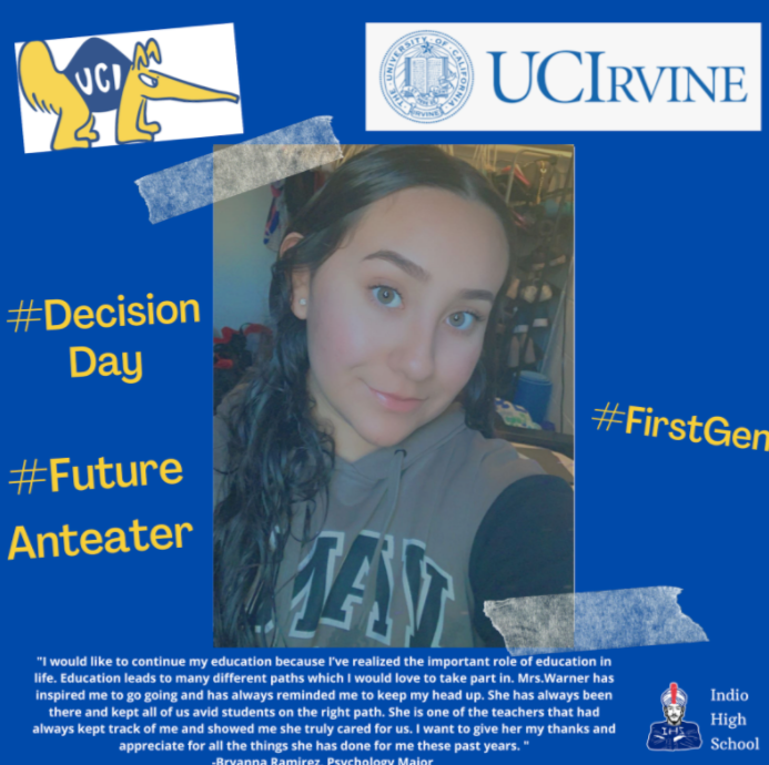 reachhigherihs's tweet photo. Congratulations Bryanna Ramirez for your commitment to UC Irvine! You’ve worked so hard for this. Congrats! Your successful future is one step closer! We are so proud of you! 
#DecisionDay2021 #UCI #soproud https://t.co/MomMNOVgjd