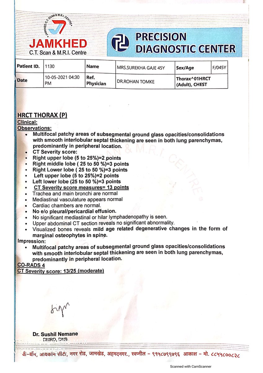 VijayDole's tweet image. Pl #HelpNeed 
urgent #Remdisivour 
Name: Surekha Sampat Garje
Age: 45
Hospital: excel care covid center, #jamkhed
O2 : 75
HRCT : 13 (10/05)
Mb: 9890740042

#Ahmednagar #COVIDEmergency  @DrRajBhosale @vanaikwade @rajeshtope11 @prajaktdada @mrhasanmushrif @RRPSpeaks @drsujayvikhe