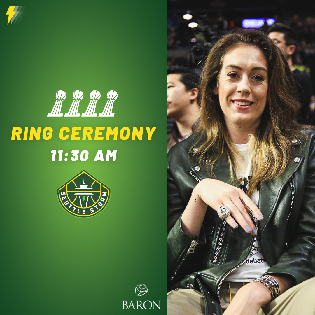 seattlestorm's tweet image. 🚨 Fans coming to the game today, don&apos;t miss out! 🚨

Our ring ceremony presented by @Baron begins right at 11:30AM! 😎

Make sure you&apos;re in your seats 💍💍💍💍

#WeRepSe4ttle