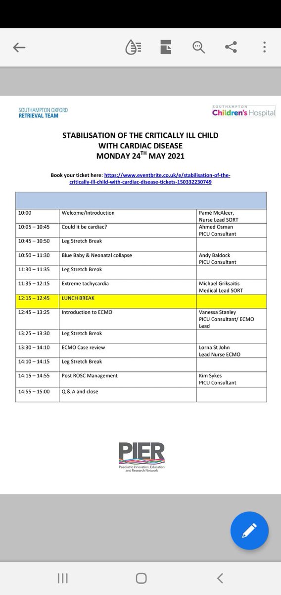 Michael Griksaitis (@mjgriksaitis) on Twitter photo Following on from <a href="/SORT_Soton/">SORT: Southampton</a> previous #PedsICU education day for <a href="/TVWCritCareODN/">TV&W CriticalCareODN</a> we are delighted to deliver a specific cardiac study day for all involved in #pediatric #critical care in the DGH
A few spaces left for Monday….
<a href="/SotonChildHosp/">Southampton Children's Hospital</a> <a href="/UHSFT/">University Hospital Southampton 💙</a>
eventbrite.co.uk/e/stabilisatio… Following on from <a href="/SORT_Soton/">SORT: Southampton</a> previous #PedsICU education day for <a href="/TVWCritCareODN/">TV&W CriticalCareODN</a> we are delighted to deliver a specific cardiac study day for all involved in #pediatric #critical care in the DGH
A few spaces left for Monday….
<a href="/SotonChildHosp/">Southampton Children's Hospital</a> <a href="/UHSFT/">University Hospital Southampton 💙</a>
eventbrite.co.uk/e/stabilisatio…