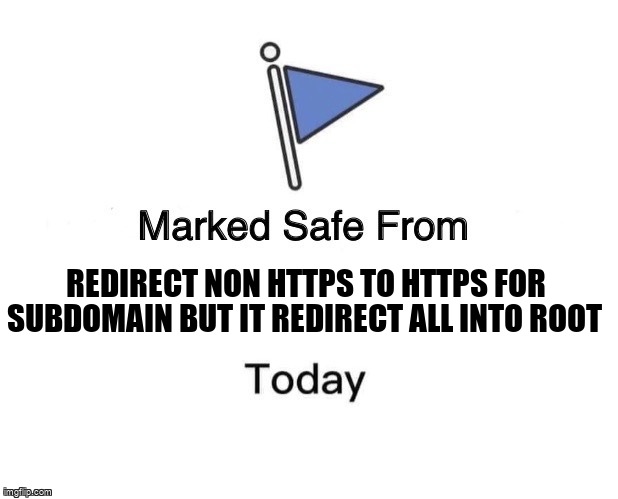 overflow_meme's tweet image. Redirect non https to https for subdomain but it redirect all into root stackoverflow.com/questions/6764… #ubuntu #nginxreverseproxy #nginx