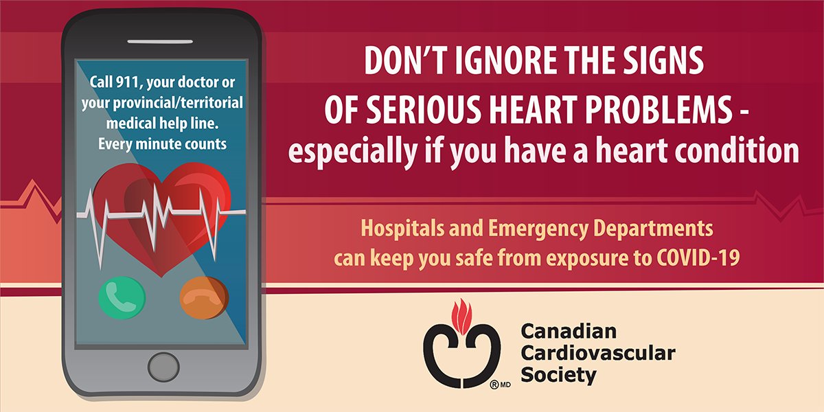Don’t ignore the signs. 

Help us spread the message that patients with heart conditions should still seek medical attention in the case of an emergency even during #COVID19. 

Download and share our resources ➡️ ccs.ca/emergencies-ar…
