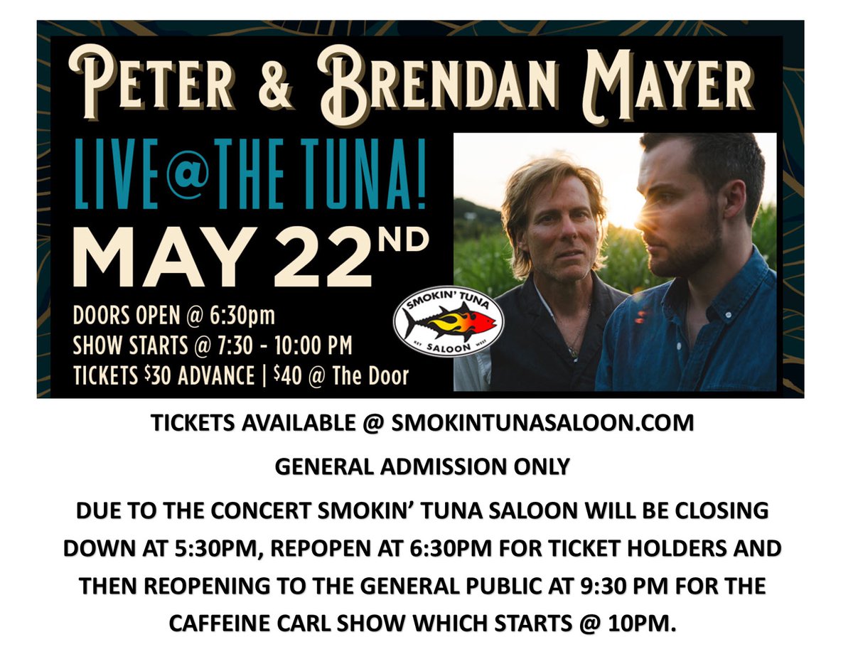 last chance to get your $30 advanced tickets for the Peter &amp; Brendan Mayer Show tonight. After 1pm it's at the door only and $40.