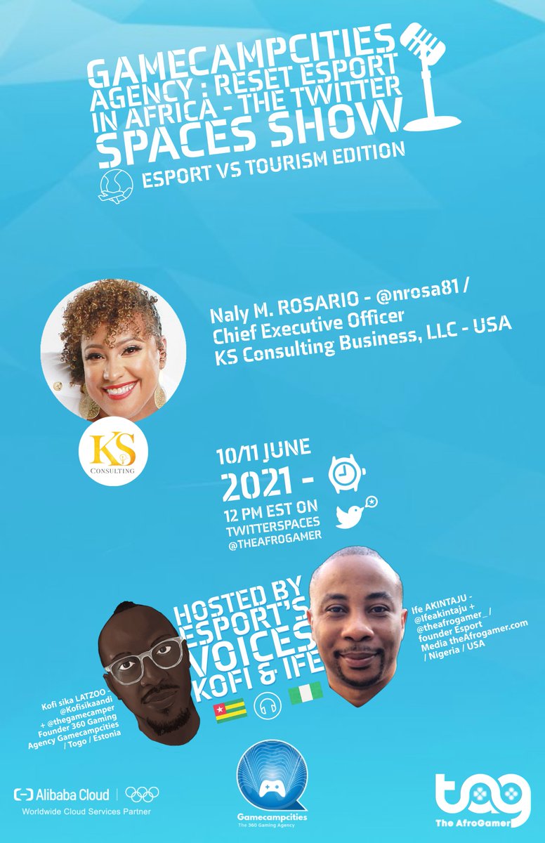 thegamecamper's tweet photo. June is coming , #gaming x #esports community ! we are dropping our 2 first #speakers from #USA delegation for our esport vs #tourism edition hosted for you by @theafrogamer_ + @thegamecamper with the support of @cloud_alibaba @Olympics Partner - let's meet @johnlcash &amp; @NRosa81 https://t.co/p2vyhzTVUy