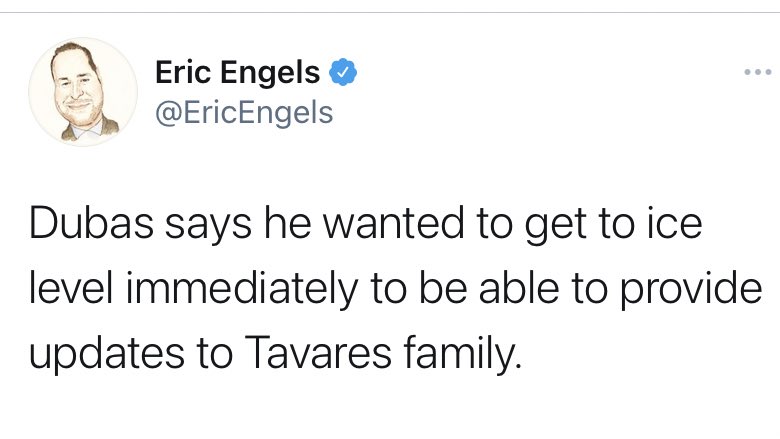 marnylandersen's tweet image. guy meticulously crafts a roster for years only to have one of his best players hurt game one, but all this man cares about is that john’s family is watching &amp;amp; he needs to make sure they know what’s going on. literally running to get them updates. kyle dubas, you’re a class act.