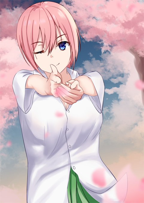 ほめてれさんがTwitterに投稿した中野一花(五等分の花嫁)のイラスト。