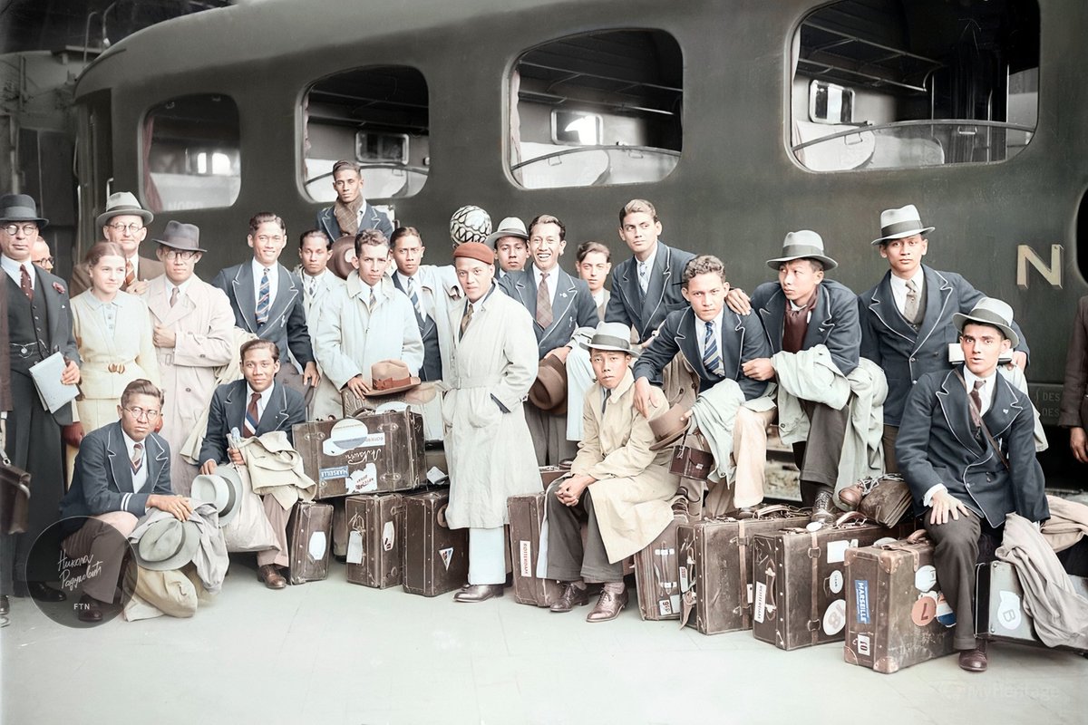 Dutch East Indies (now Indonesia) national team on the way to France, 1938 World Cup
