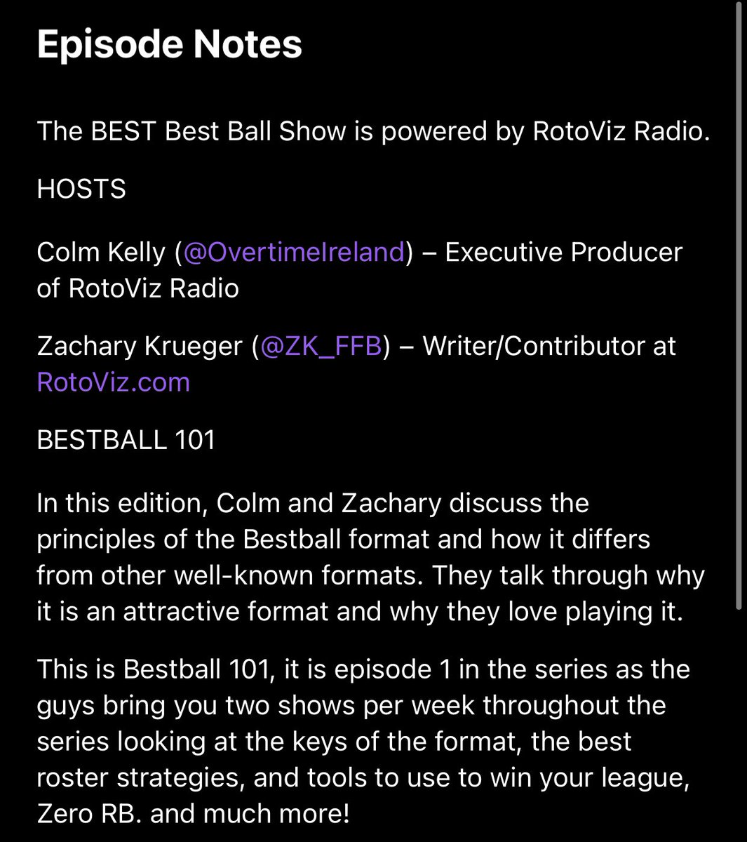 ZK_FFB's tweet photo. It’s here.

The official debut of “The Best Best Ball Show” hosted by myself and @OvertimeIreland on @RotoVizRadio!

Never thought I’d get to say I have a weekly RV podcast, but this is a fun milestone and a huge blessing.

Can’t wait to see what’s next. Enjoy!

Ep. 2 on Monday! https://t.co/Q6BR3mrUsA