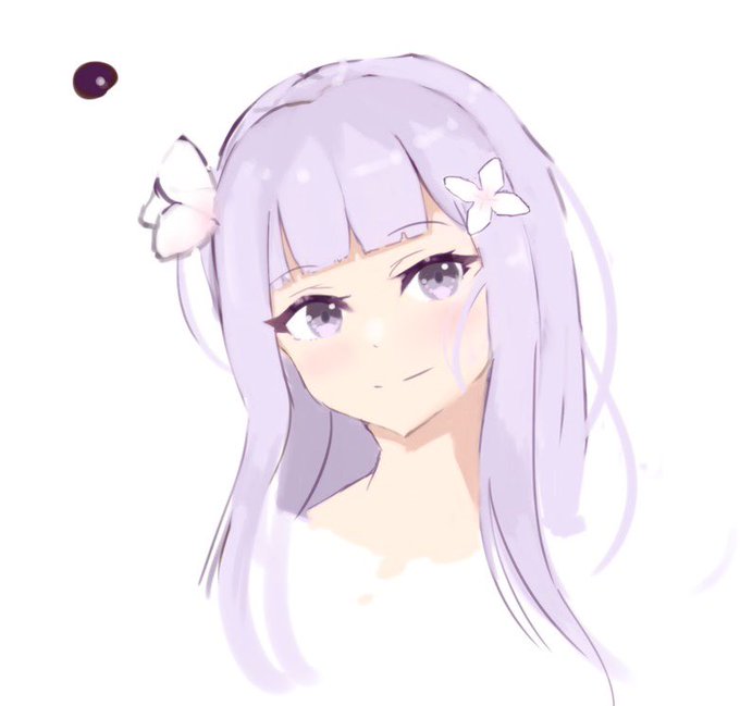 厚塗りしたくて落書きでエミリア描いてみたよ。 
