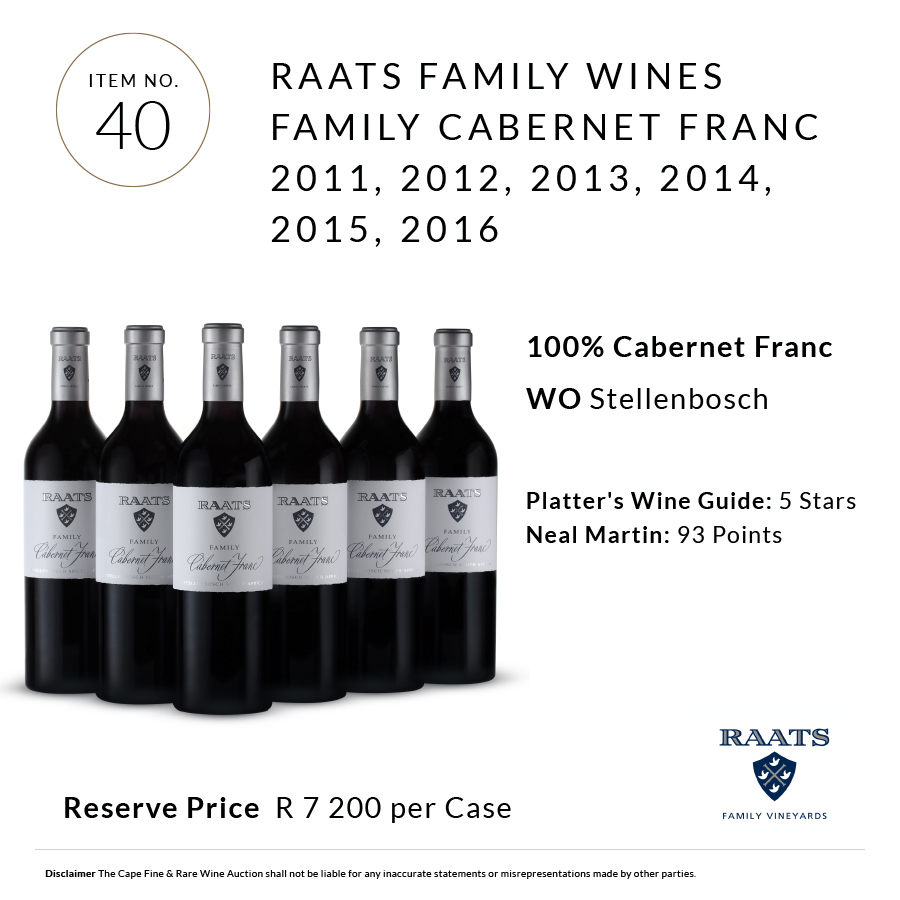 .<a href="/RaatsWines/">Raats Family Wines</a> 12-bottle vertical sold for R11 000.
