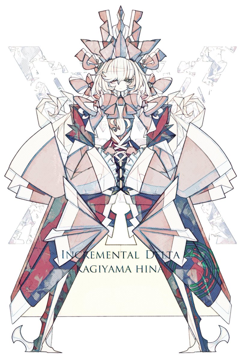 kagiyama hina 1girl solo ribbon bow full body abstract hair ribbon  illustration images