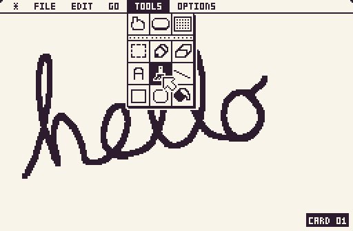pixelvision8's tweet photo. I’m now running #TinyCard, my port of HyperCard to PV8, on a self contained disk. It will be included in the next release. Was using this little side project to help me build out a new C# component system to help create a unified UI for games. #screenshotsaturday #gamedev #ux https://t.co/QQOvXXvyqo