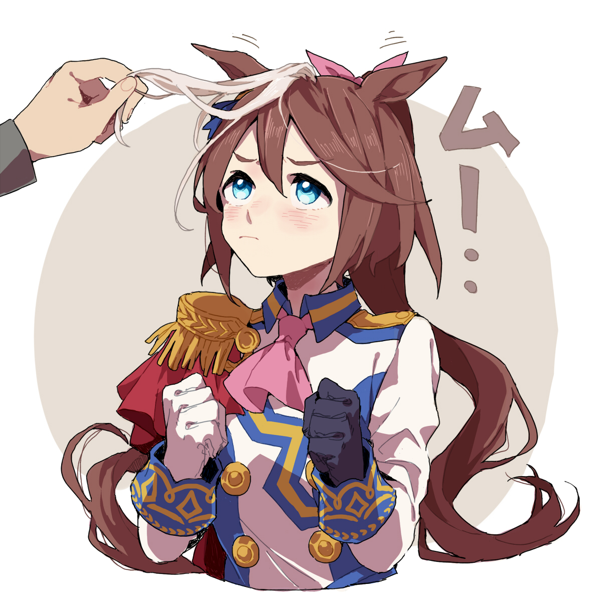 tokai teio (umamusume) 1girl animal ears brown hair horse ears long hair gloves blue eyes  illustration images