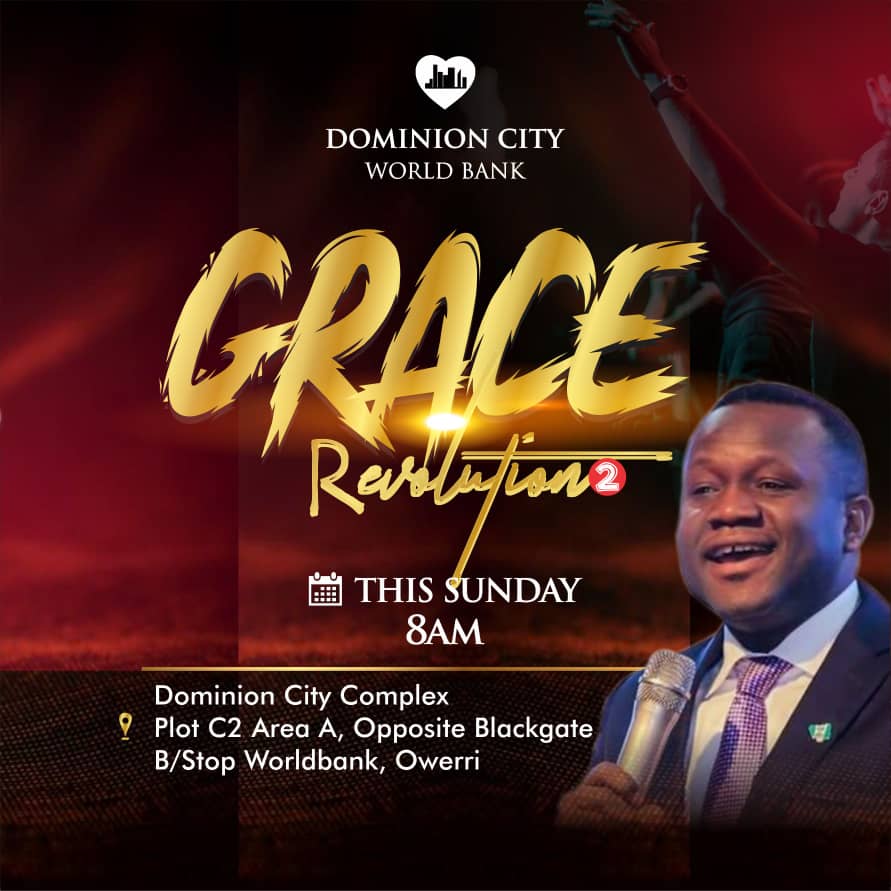DCWorldBank's tweet photo. It's Grace Revolution 2! You are specially invited to this awesome service tomorrow @DominionCityWorldBank, 8am. Mind blowing testimonies awaits you. God bless you!! https://t.co/NfUQlJ7HbZ
