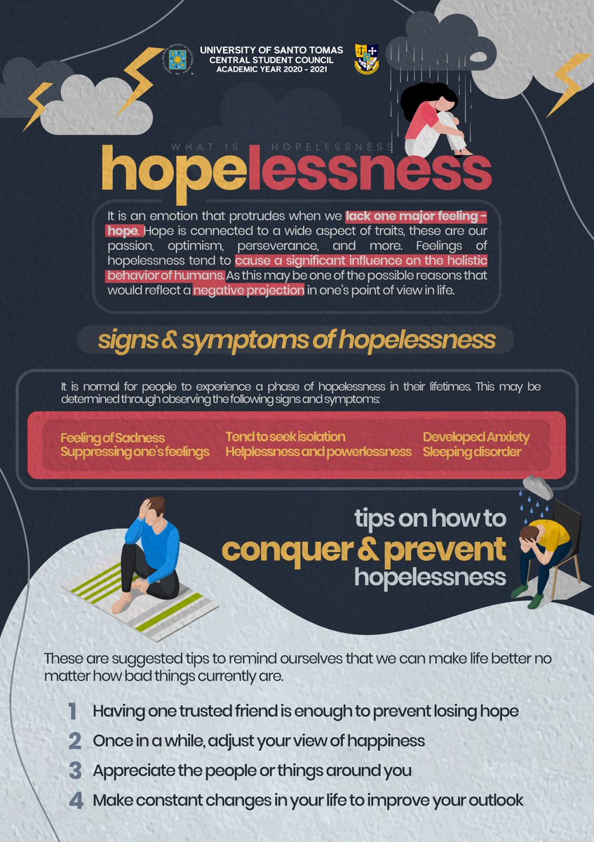 ust_csc's tweet image. “Don’t lose hope. You never know what tomorrow will bring.” - Michael Josephson

For this week on #CSCSelfCareSaturdays, we will shed light on hopelessness. May we always find a reason to hold on and push through the challenges that come our way. 

#CSCTranscendingBorders