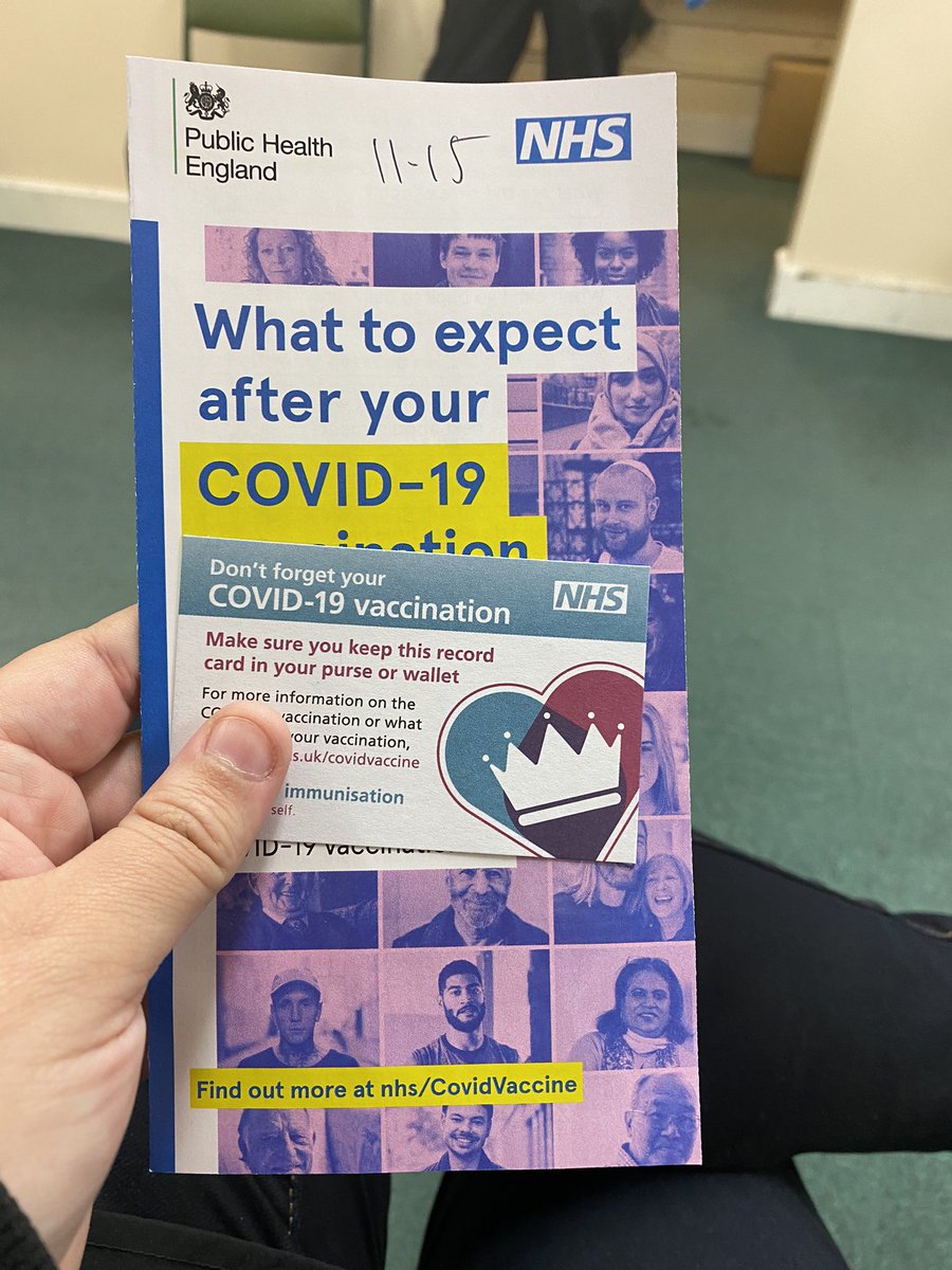 EmmyRommy's tweet photo. Got my vaccine this morning huge shout out to the @NHSuk for the amazing work! .... now thanks to @gregjames I have Destinys Child stuck in my head 🤔😂 #Pfizerchief #vaccinated https://t.co/0rR81T2auI