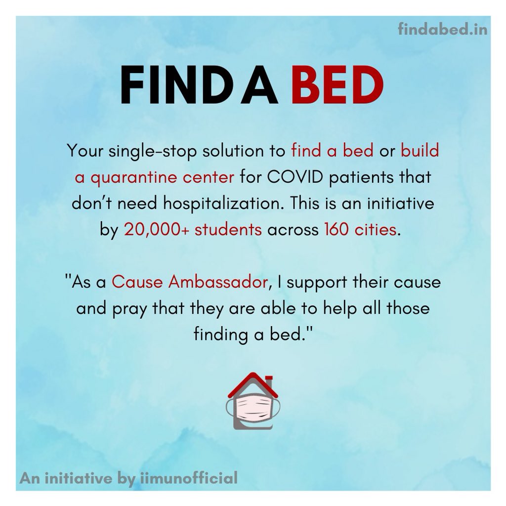 Purab_Kohli's tweet photo. Young India is at work and I am very happy to be supporting this initiative. This can help in finding beds for anyone in need. One can find their nearest COVID Center or help build one. Do share and help spread the word. #findabed
@findabed_in @iimunofficial https://t.co/XhbcBlI33B