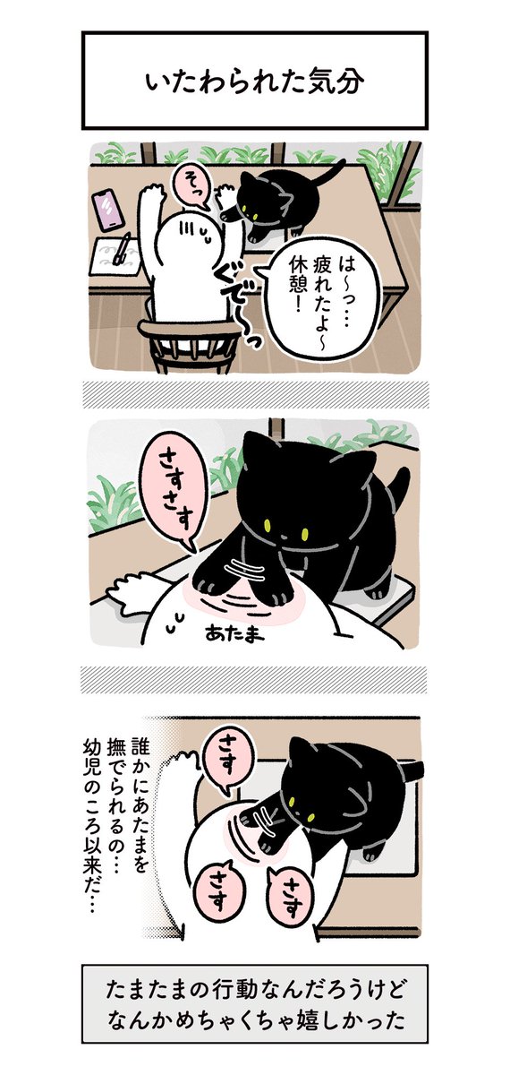 ねこにナデナデしてもらってニコニコしてる絵日記 / 3まいある #ろんの絵日記 