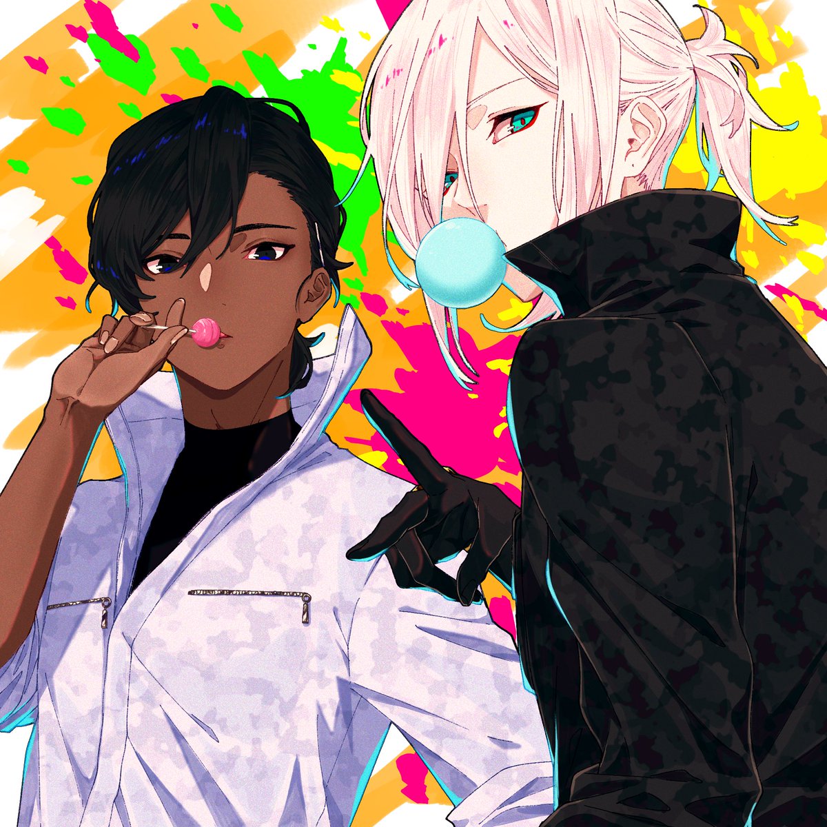 アルジュナ(Fate) ,カルナ(Fate) 「この度こちらの同人展用のインド兄弟イラストを描かせていただきました!たいへん光栄」|ふかのイラスト