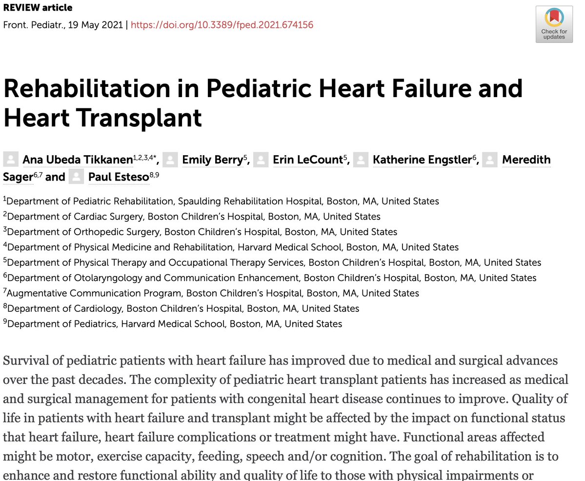AnaUbedaMDPhD's tweet photo. It takes a multidisciplinary rehabilitation village to improve functional #outcomes💪in #pedsHF #pedsvad and heart ❤️#TransplantTwitter​ #pedscards #PedsRehab @BostonChildrens​ @SpauldingRehab 

🔓open access
https://t.co/P0sw9T4jNx https://t.co/KuDRs4HSgx