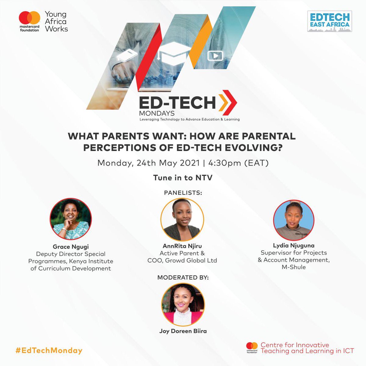 OurMShule's tweet photo. As part of #EdtechMondayKe, Lydia Njuguna from #M-Shule will be a panelist to discuss the perspectives of parents on the evolution of #ed-tech in #Kenya on Monday, May 24, 2021, at 4:30pm EAT. You do not want to miss this discussion! 

#TogetherWeLearn #TogetherWeSucceed https://t.co/kxOPsQCNCE