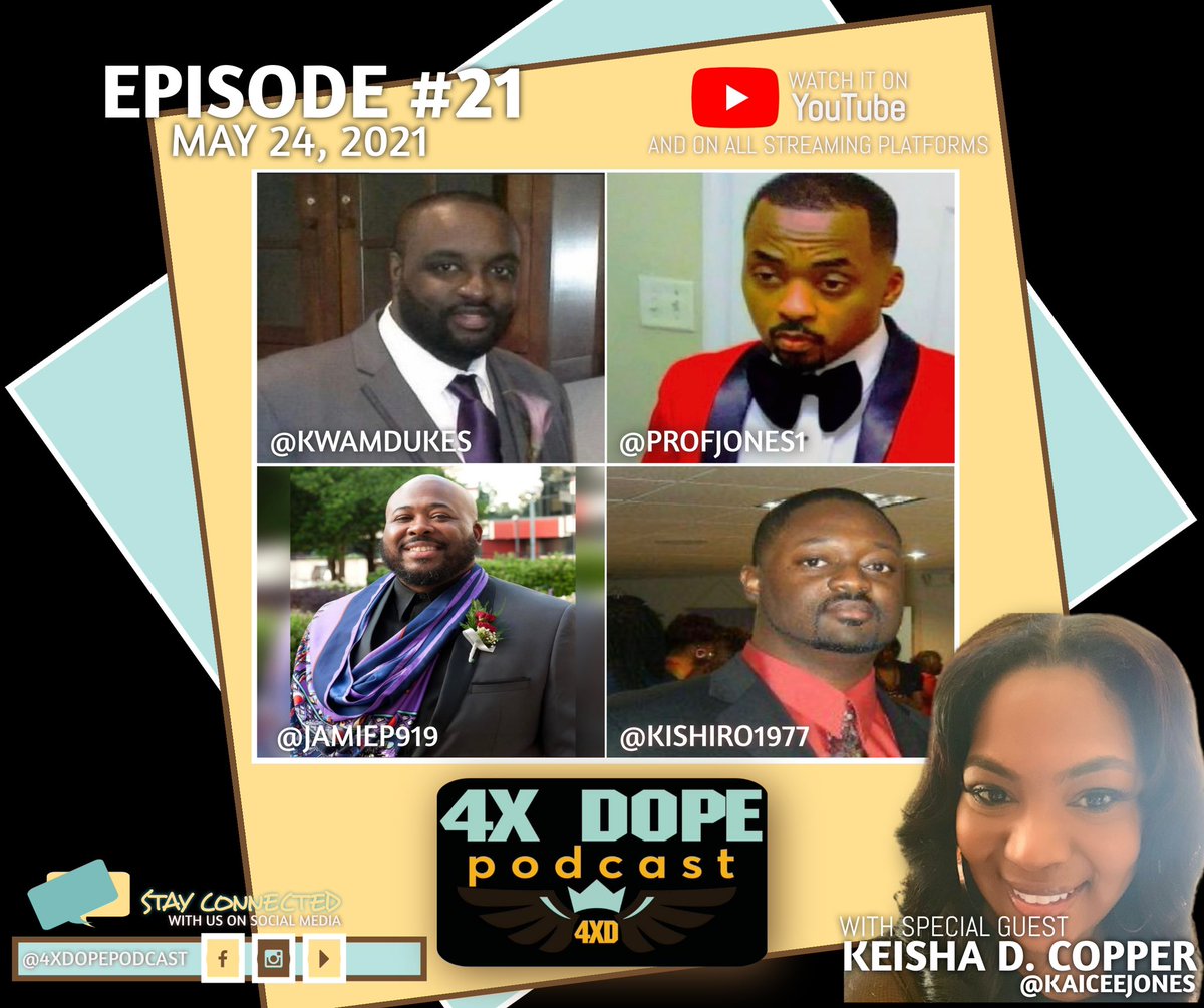 4XDopePodcast1's tweet photo. You’ve been asking so we decided to deliver. Don’t miss out on this fun yet enlightening conversation discussing all things relationships; from being picky to the caliber of people you choose to date. Be sure to tune in May 24th 2021

#4XDOPE 
#4XDOPEpodcast 
#BlackPodcasters https://t.co/h67iTYd4gy