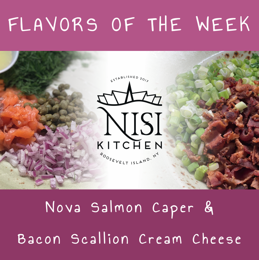 NisiKitchen's tweet photo. Start your day with flavor! Enjoy our signature Nova Salmon Caper Cream Cheese and Bacon Scallion Cream Cheese, perfect pairs with our fresh bagels at Nisi Kitchen. https://t.co/KMw6zXpcrH