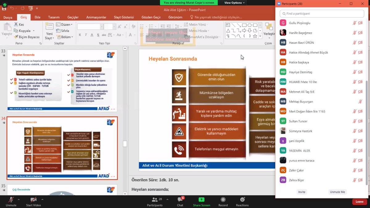 2021 Afetlere Hazırlık Yılı kapsamında okulumuz velilerine pandemi süreci sebebiyle çevrimiçi olarak Afet Farkındalık Eğitimi verilmiştir.
'Doğa her an bize bir sürpriz yapabilir.' 
<a href="/AFADBaskanlik/">AFAD</a> <a href="/AFAD_Ankara/">AFAD Ankara</a> <a href="/MemAnkara/">Ankara İl Millî Eğitim Müdürlüğü</a> <a href="/ziyaselcuk/">Ziya Selçuk</a> <a href="/tcmeb/">Millî Eğitim Bakanlığı</a> <a href="/KemalYildirim80/">KEMAL YILDIRIM</a> <a href="/kkazanmem/">Kahramankazan MEM</a>