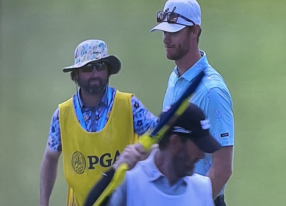 ferrisathletics's tweet photo. Ferris State alum Ben Cook getting some TV attention this morning by ESPN after a strong morning start at the PGA Championship along with his caddy, former @FerrisStateGolf coach Mike Mignano! https://t.co/GWKfrNaLB2