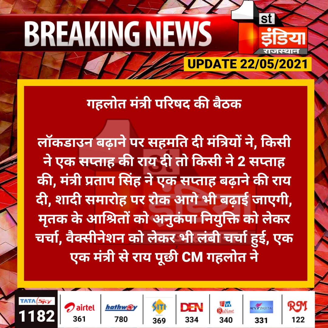 गहलोत मंत्री परिषद की बैठक

लॉकडाउन बढ़ाने पर सहमति दी मंत्रियों ने, किसी ने एक सप्ताह की राय दी तो किसी ने 2 सप्ताह की, मंत्री प्रताप सिंह ने एक सप्ताह बढ़ाने की राय दी...
#lockdown <a href="/ashokgehlot51/">Ashok Gehlot</a> <a href="/RajGovOfficial/">Government of Rajasthan</a> <a href="/INCRajasthan/">Rajasthan PCC</a> <a href="/naresh_jsharma/">Naresh Sharma</a>