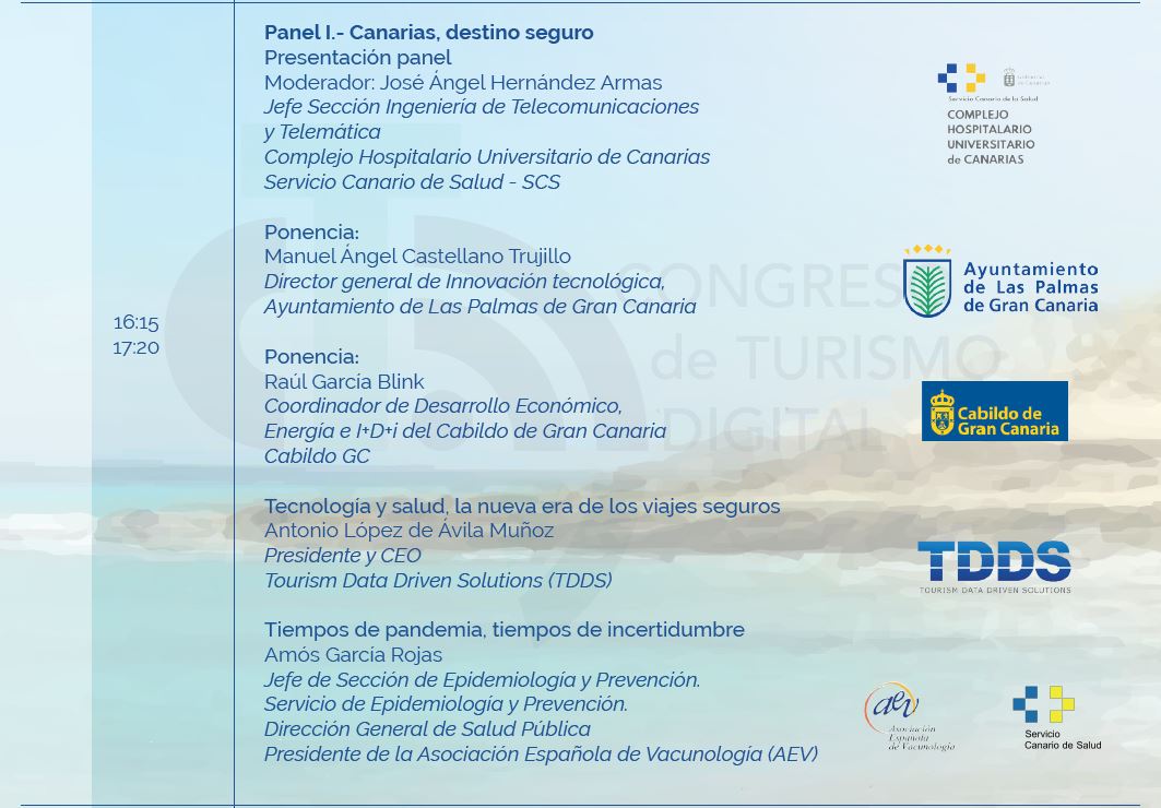 26, 27 de mayo, VII edición #cTICturismo 
✍️ Inscríbete en: bit.ly/3fBo60N
Panel I: @AyuntamientoLPA con <a href="/mcastruz/">Manuel Castellano</a>, <a href="/GranCanariaCab/">Cabildo Gran Canaria</a> con <a href="/raulgbrink/">Raúl García Brink 🇮🇨🍌🌻 #AcuerdoVerdeCanarias</a>, @TourismDds
 con <a href="/alopezdeavila/">Antonio López de Avila 🇺🇳</a>, y <a href="/SanidadGobCan/">Sanidad Gobcan</a> con <a href="/agarroj/">Amós García Rojas</a>, moderado por <a href="/dautecom/">José Angel</a> del H. Universitario de Canarias