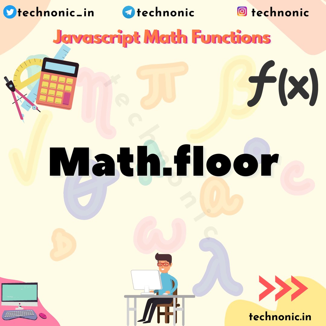 technonic_in's tweet image. Math.floor function rounds a number down to its nearest integer

#30daysofcode #javascriptfunctions #30dayjavascriptchallenge #javascript #webdevelopment #js #javaScriptMethods #mathfunctions