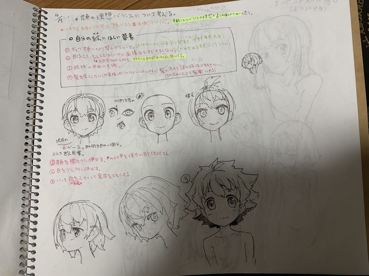 半年以上開いてない1/4くらいしか使ってないクロッキー帳遊びに来た人にあげちゃったので絵の考察跡のページだけ撮影して取っておいた 