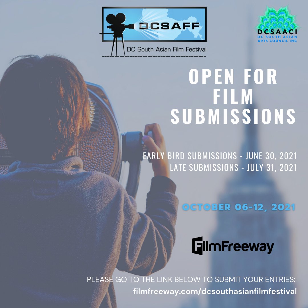 It's that time of the year again!  DC South Asian Film Festival is now accepting film submissions for #DCSAFF2021. Be an early bird, submit by June 30th 2021 at 

filmfreeway.com/DCSouthAsianFi… 

Spread the word 🥳 

#DCSAACI #DCSAFF2021 #DCSouthAsianFilmFestival #SouthAsianFilmFestival