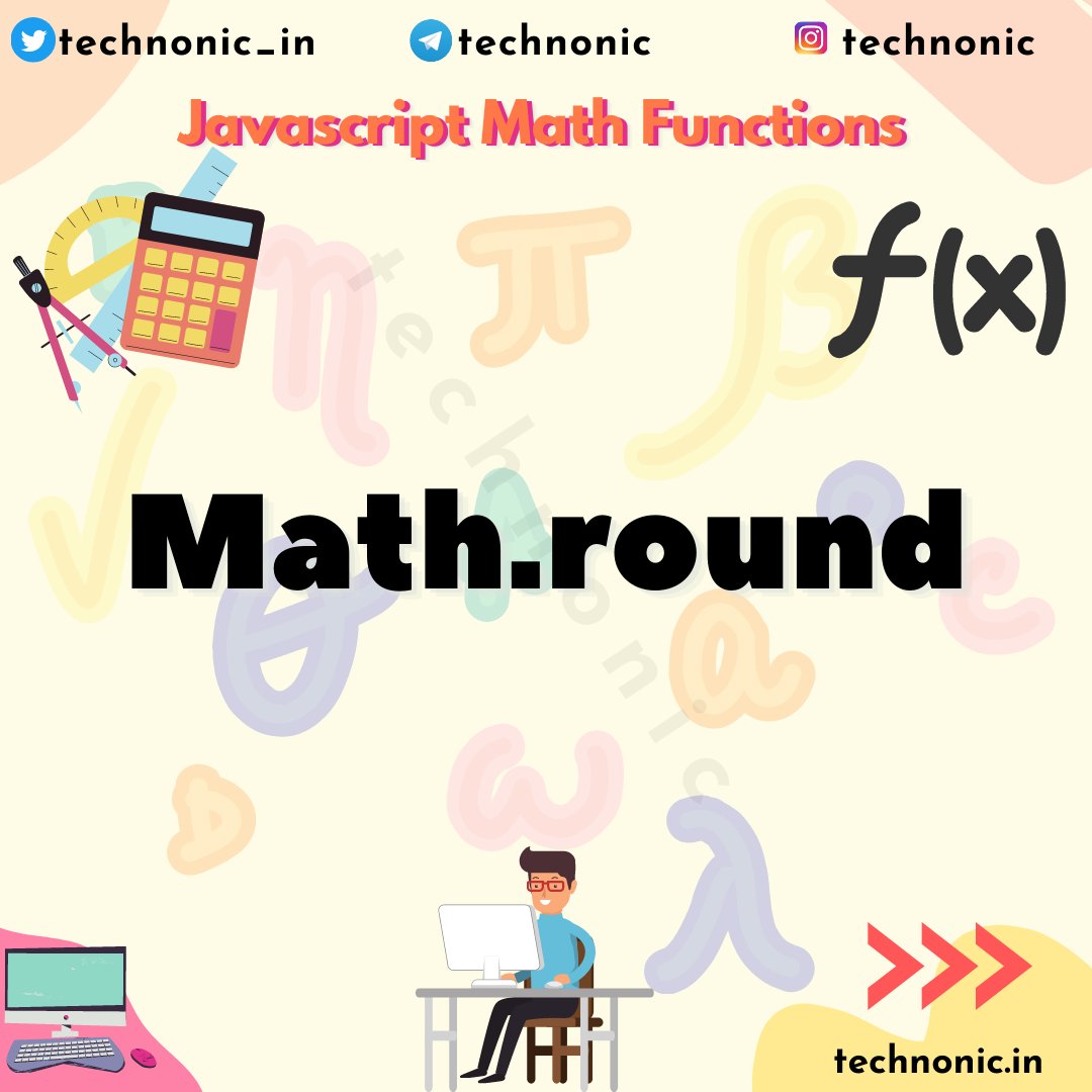 technonic_in's tweet image. Math.round function rounds a number to its nearest integer.

#30daysofcode #javascriptfunctions #30dayjavascriptchallenge #javascript #webdevelopment #js #javaScriptMethods #mathfunctions
