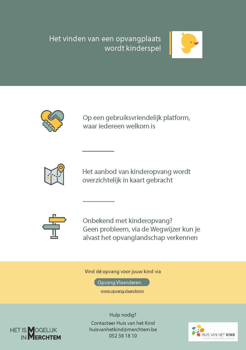 cdenvmerchtem's tweet photo. Vanaf 1 juni hebben is er een platform voor #kinderopvang voor heel #Merchtem! 👶
Via https://t.co/vfeWEwoXOi kun je zoeken naar een kinderopvang die past bij jouw kind(eren). De knop ‘Zoek in de buurt’ op de startpagina geeft je toegang tot alle opvanginitiatieven in Merchtem. https://t.co/DSL2H7dlcD