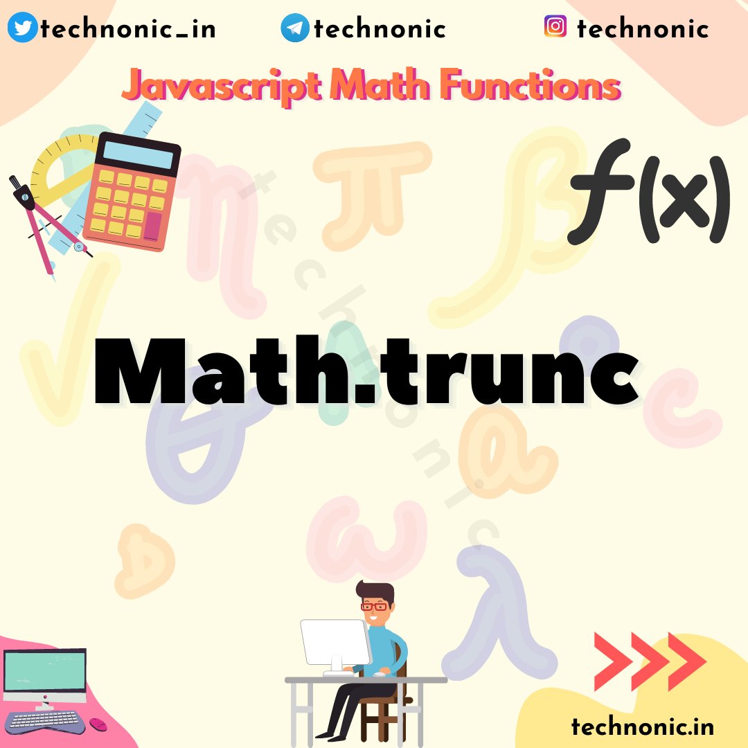 technonic_in's tweet image. Math.trunc function returns the integer part of a number

#30daysofcode #javascriptfunctions #30dayjavascriptchallenge #javascript #webdevelopment #js #javaScriptMethods #mathfunctions