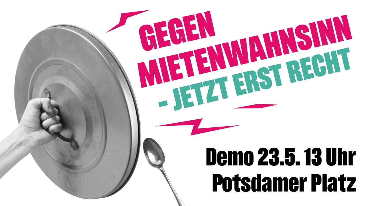 Wir freuen uns riesig auf die gemeinsame Demo morgen. 🤗Damit sie richtig gut wird, hier ein paar Hinweise.

Was wir auf der #Mietenwahnsinn-Demo (#b2305) unbedingt wollen:
✅ kraftvolle Parolen
✅ kreativen Protest
✅ rücksichtsvollen &amp; solidarischen Umgang
✅ Abstand &amp; Masken