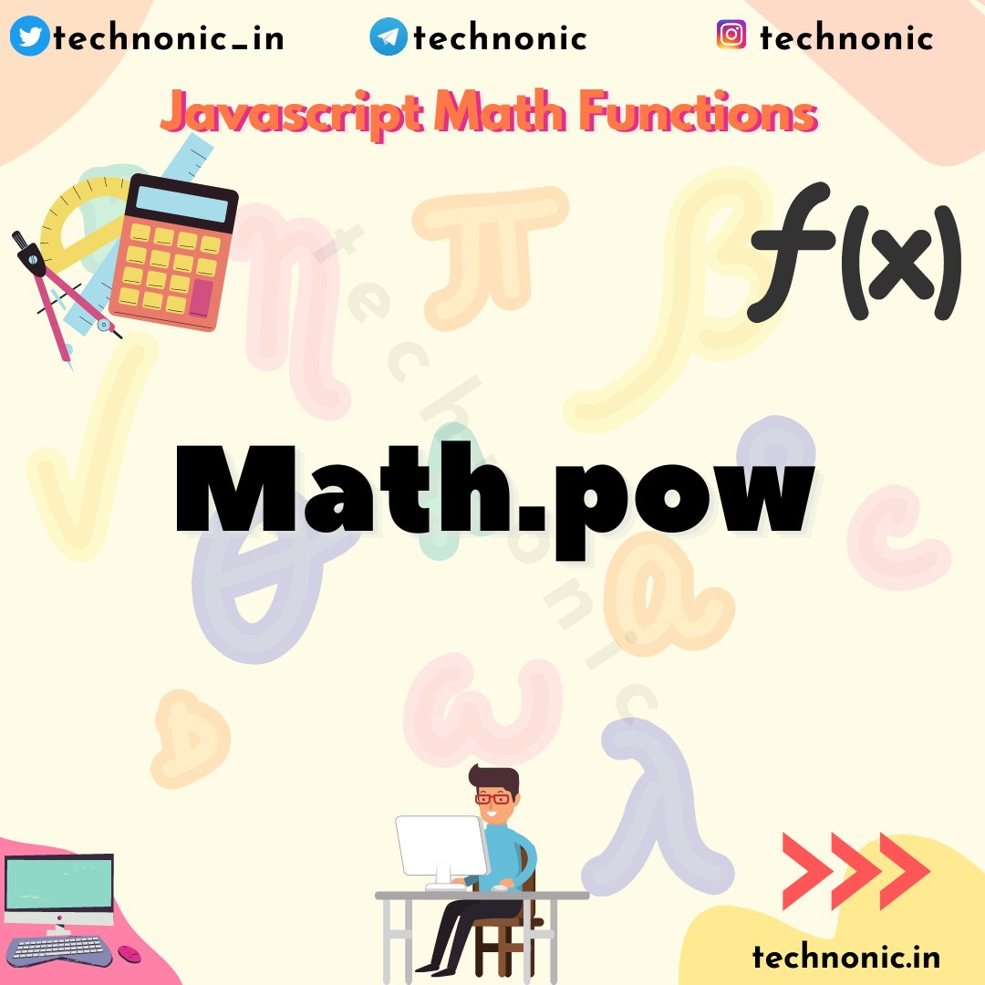 technonic_in's tweet image. Math.pow function returns the base to the exponent power

#30daysofcode #javascriptfunctions #30dayjavascriptchallenge #javascript #webdevelopment #js #javaScriptMethods #mathfunctions
