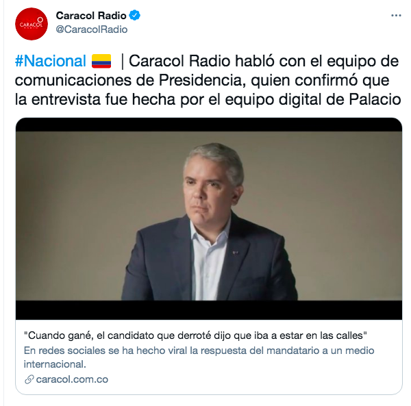 palabraseca's tweet photo. El desespero de esta gente ya no es chistoso, es miedoso. El mismo día, desde la oficina de comunicaciones de Presidencia montan una falsa entrevista en inglés y Semana se inventa la portada más decadente de su historia. Ambas cosas con la misma intención y el mismo contenido. https://t.co/3o65MxziQr